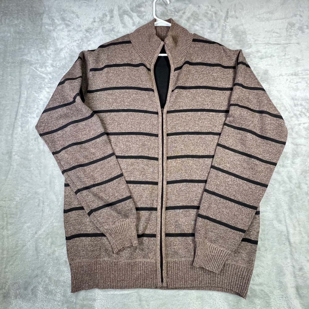 TRUE‎ ROCK Men's Striped Full Zip Knit Cardigan Sweater Size XXL